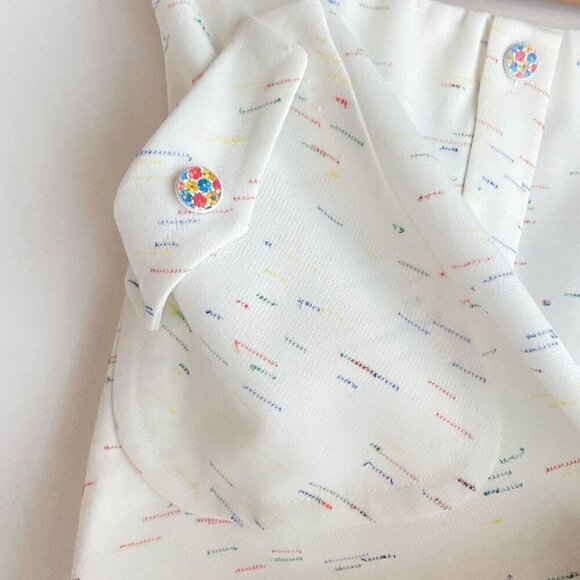 Vintage Knit White Colourful Geometric Detail Button Front Patch Pocket Skirt S - Picture 4 of 9